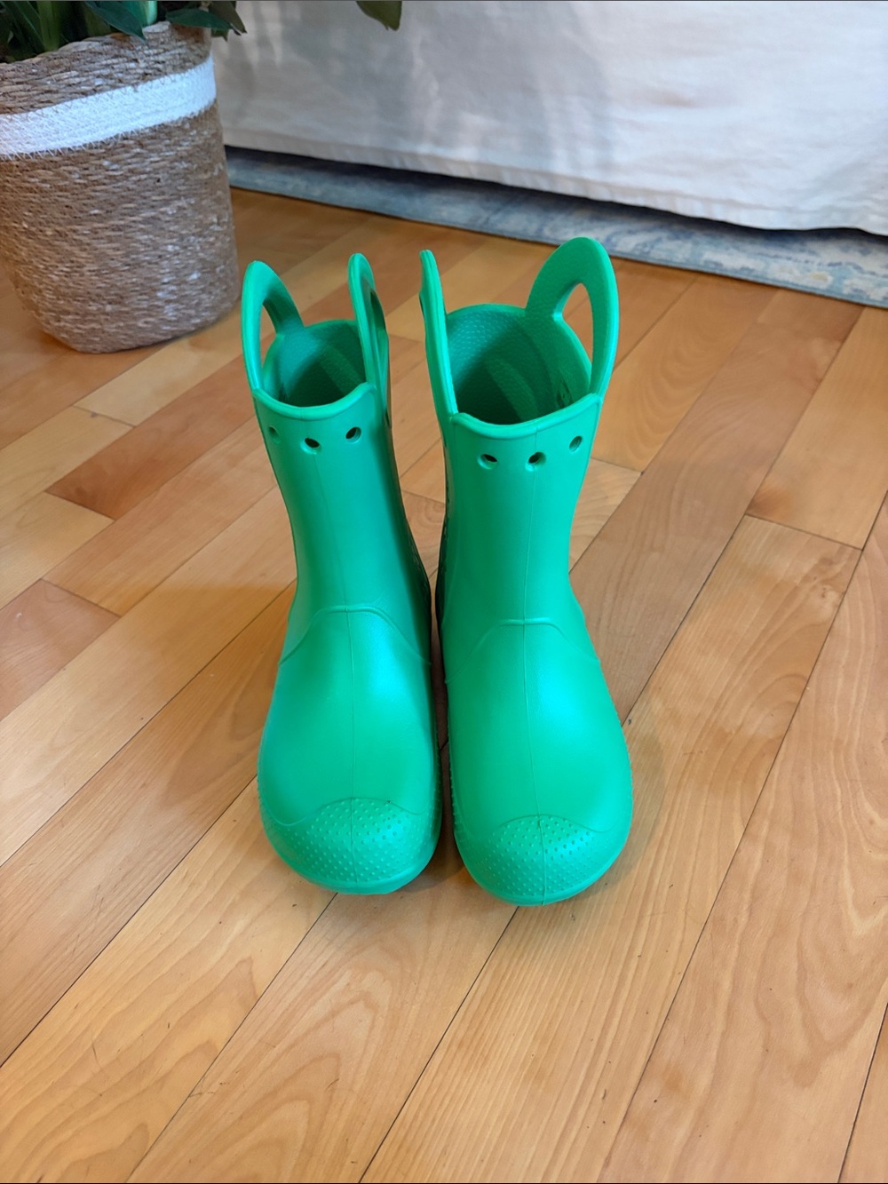 CROCS Kids Bright Green Pull-On Rain Boots